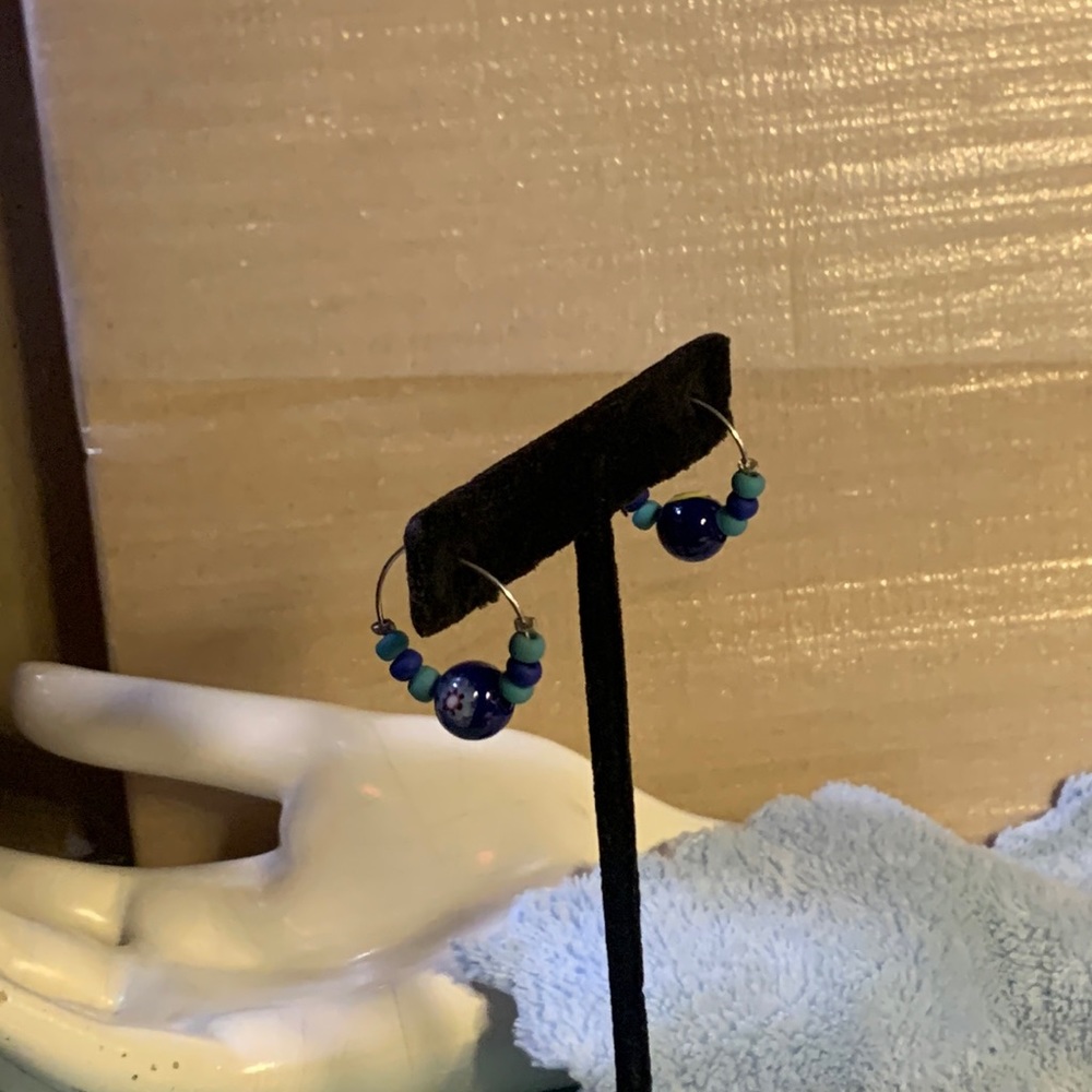 Earrings Blue Beads